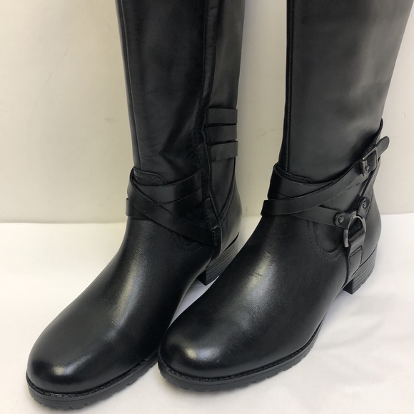 Lauren Ralph Lauren Savion Black Boots Leather New - Picture 2 of 12